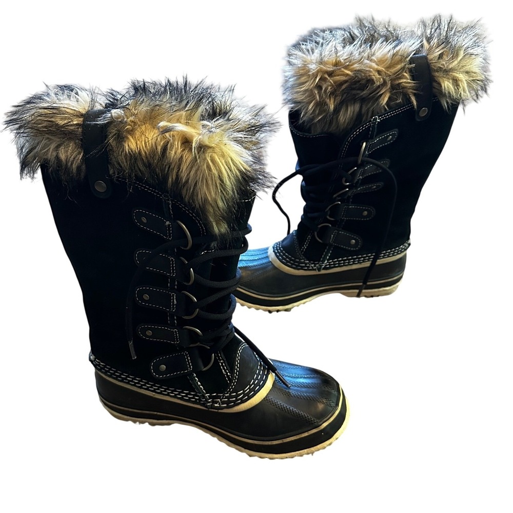 Sorel Joan of Arctic Black Suede Waterproof Winter Snow Boots Womens‎ 7